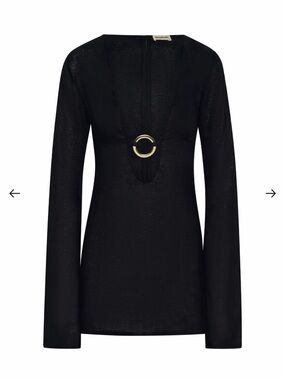 Monday Swimwear Black Mini Dress with Gold Ring Detail